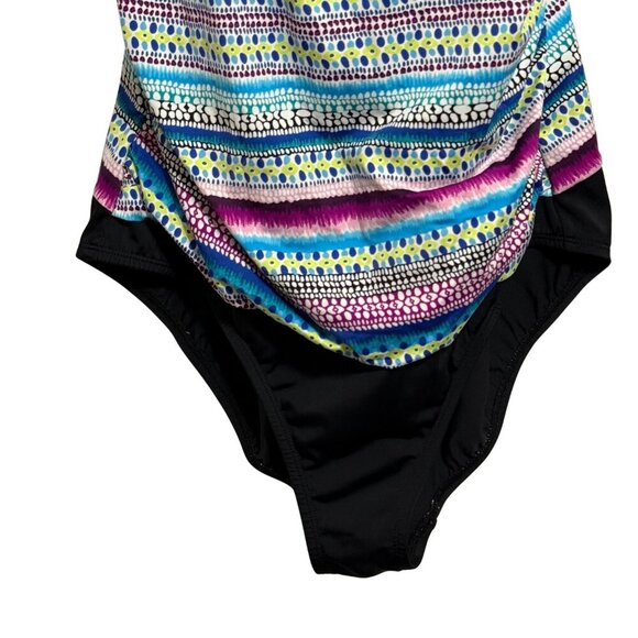 Jantzen Swim Womens High Neck One Piece Swimsuit Pattern Print - Size 10 - Picture 3 of 6